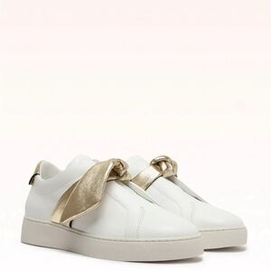 Alexandre Birman White and Gold Sneakers